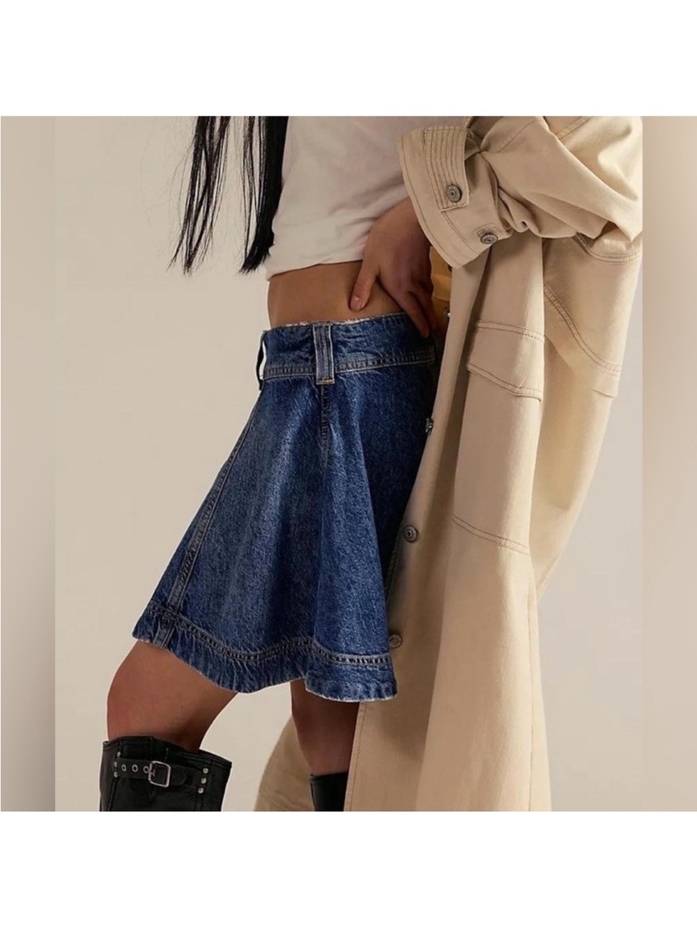 We the Free Canyon Denim Mini Skirt - Blue NEW - Picture 5 of 9